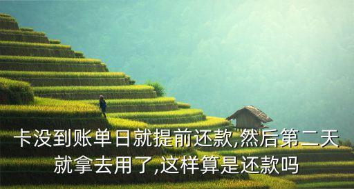 卡没到账单日就提前还款,然后第二天就拿去用了,这样算是还款吗