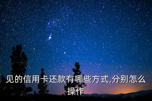 见的信用卡还款有哪些方式,分别怎么操作