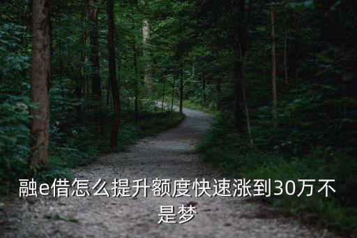 融e借怎么提升额度快速涨到30万不是梦
