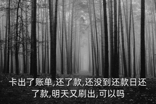 卡出了账单,还了款,还没到还款日还了款,明天又刷出,可以吗