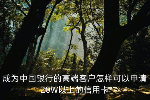 成为中国银行的高端客户怎样可以申请20W以上的信用卡