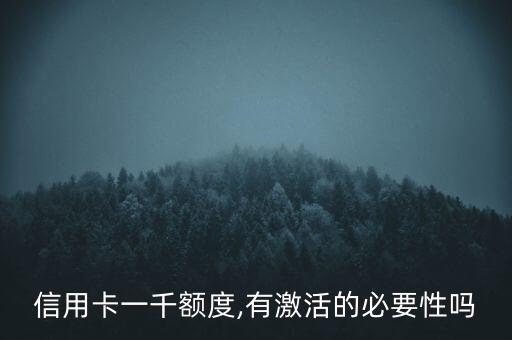 信用卡一千额度,有激活的必要性吗