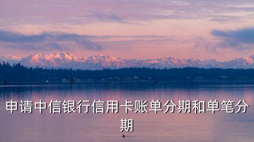 申请中信银行信用卡账单分期和单笔分期