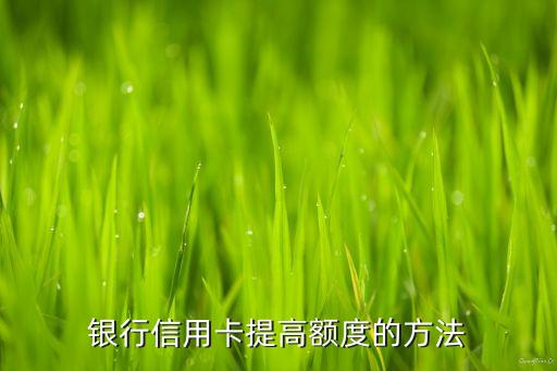 银行信用卡提高额度的方法