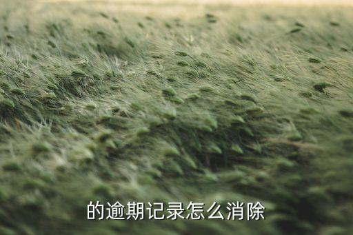 的逾期记录怎么消除