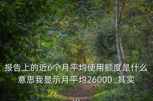 报告上的近6个月平均使用额度是什么意思我显示月平均26000 ,其实...