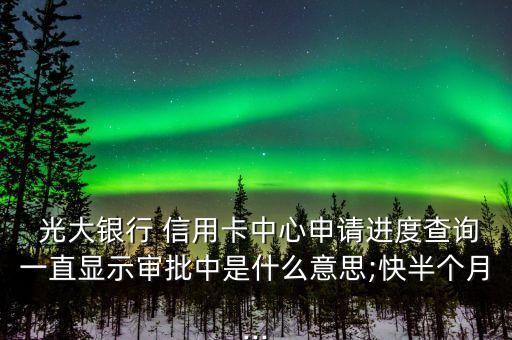  光大银行 信用卡中心申请进度查询一直显示审批中是什么意思;快半个月...