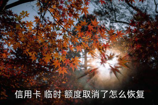  信用卡 临时 额度取消了怎么恢复