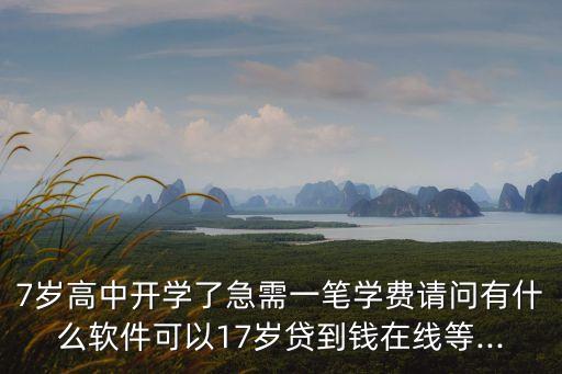 7岁高中开学了急需一笔学费请问有什么软件可以17岁贷到钱在线等...