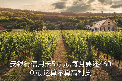 安银行信用卡5万元,每月要还4600元,这算不算高利贷
