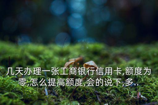 几天办理一张工商银行信用卡,额度为零,怎么提高额度,会的说下,多...
