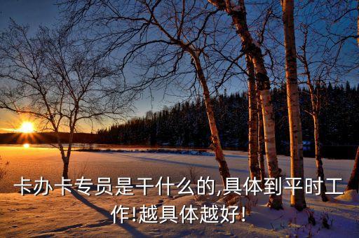 卡办卡专员是干什么的,具体到平时工作!越具体越好!