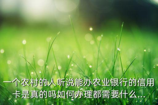 一个农村的人听说能办农业银行的信用卡是真的吗如何办理都需要什么...
