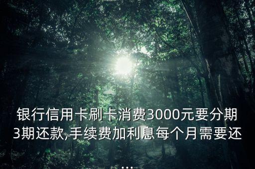 银行信用卡刷卡消费3000元要分期3期还款,手续费加利息每个月需要还...