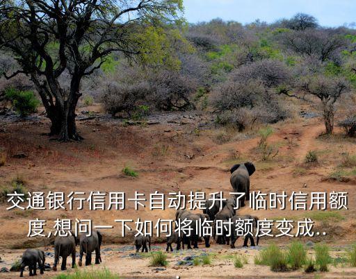 交通银行信用卡自动提升了临时信用额度,想问一下如何将临时额度变成...