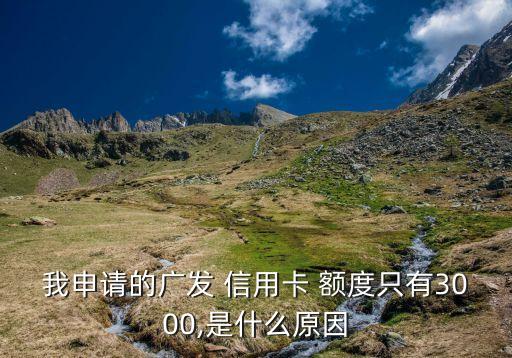 我申请的广发 信用卡 额度只有3000,是什么原因