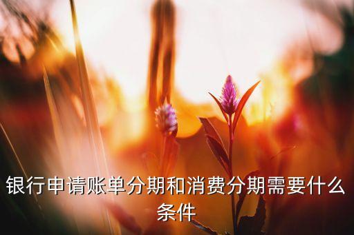 银行申请账单分期和消费分期需要什么条件