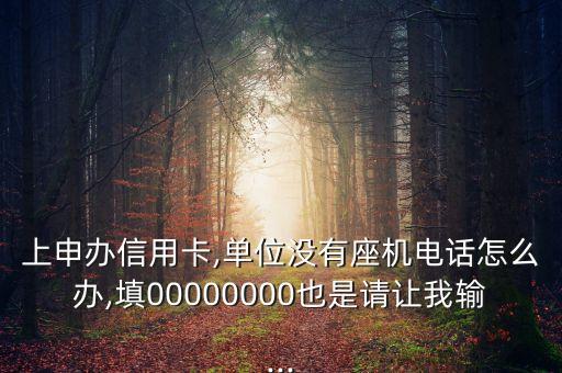 上申办信用卡,单位没有座机电话怎么办,填00000000也是请让我输...
