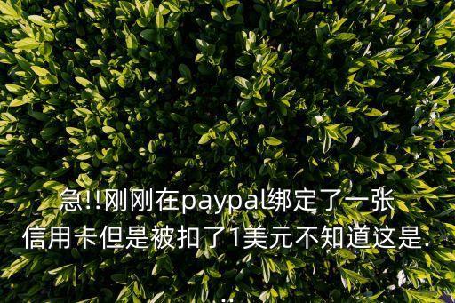 急!!刚刚在paypal绑定了一张信用卡但是被扣了1美元不知道这是...