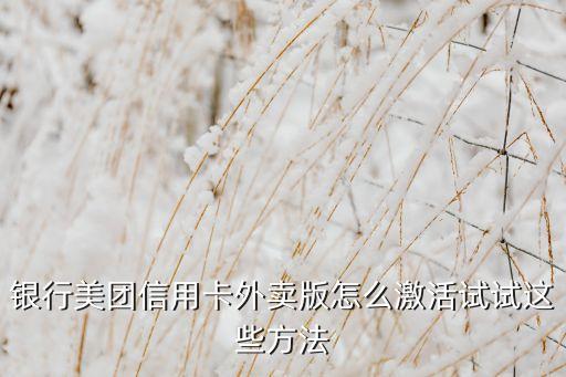 银行美团信用卡外卖版怎么激活试试这些方法