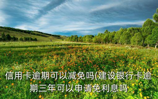 信用卡逾期可以减免吗(建设银行卡逾期三年可以申请免利息吗