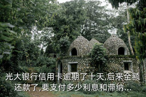 光大银行信用卡逾期了十天,后来全额还款了,要支付多少利息和滞纳...