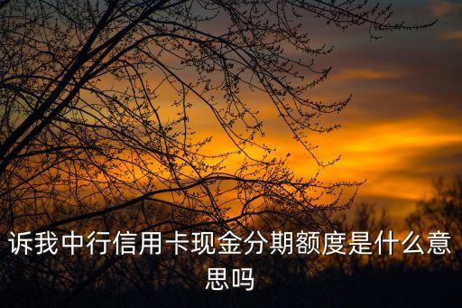 诉我中行信用卡现金分期额度是什么意思吗