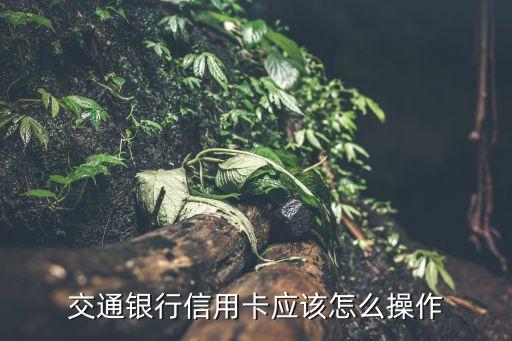 交通银行信用卡应该怎么操作