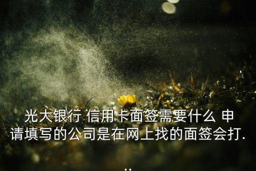  光大银行 信用卡面签需要什么 申请填写的公司是在网上找的面签会打...