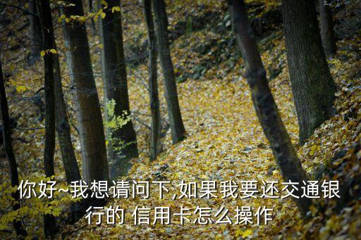 你好~我想请问下,如果我要还交通银行的 信用卡怎么操作