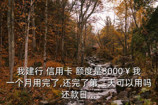 我建行 信用卡 额度是3000￥我一个月用完了,还完了第二天可以用吗还款日...