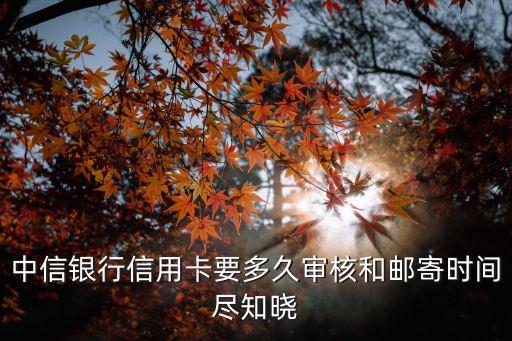 中信银行信用卡要多久审核和邮寄时间尽知晓