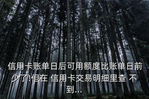 信用卡账单日后可用额度比账单日前少了!但在 信用卡交易明细里查 不到...