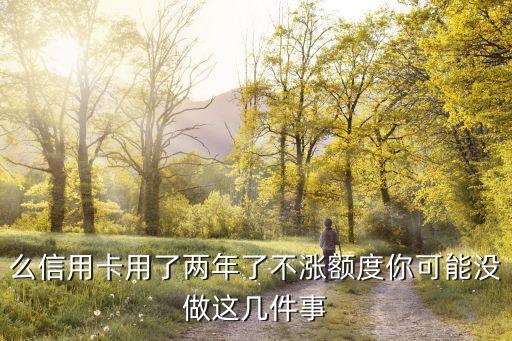 么信用卡用了两年了不涨额度你可能没做这几件事