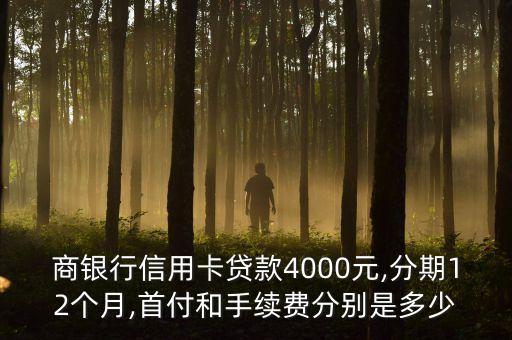 商银行信用卡贷款4000元,分期12个月,首付和手续费分别是多少
