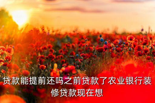 贷款能提前还吗之前贷款了农业银行装修贷款现在想