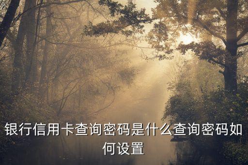 银行信用卡查询密码是什么查询密码如何设置