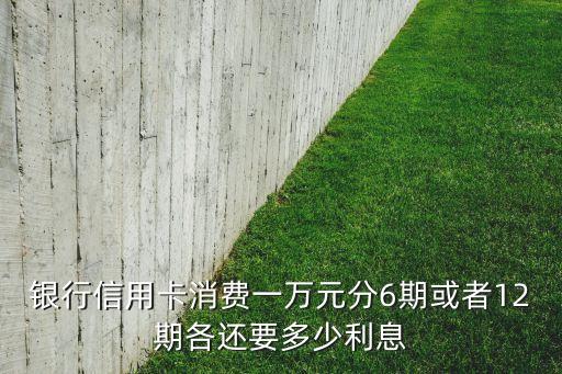 银行信用卡消费一万元分6期或者12期各还要多少利息