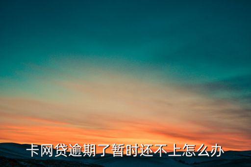 卡网贷逾期了暂时还不上怎么办