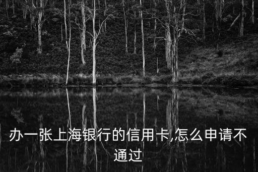办一张上海银行的信用卡,怎么申请不通过